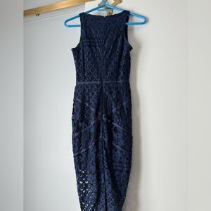 Missguided Navy Midi Lace Dress